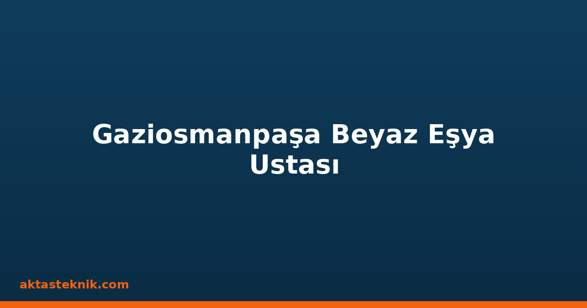 Gaziosmanpaşa Beyaz Eşya Ustası