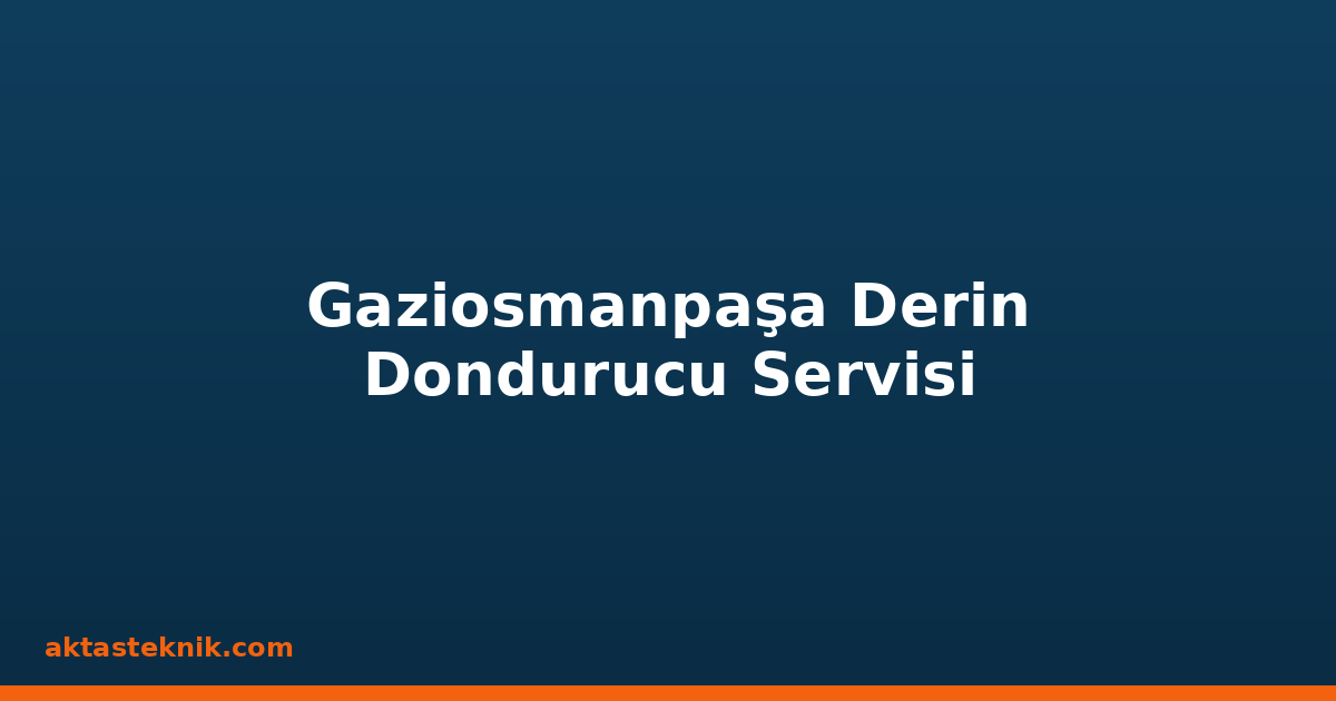 Gaziosmanpaşa Derin Dondurucu Servisi